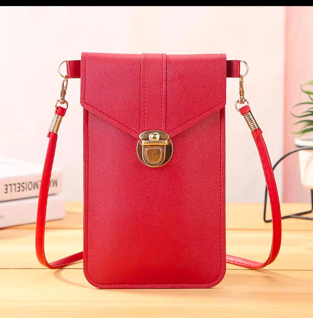 Women's PU Leather Phone Holder with Neck Strap